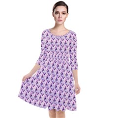 Purple Design Quarter Sleeve Waist Band Dress by designsbymallika