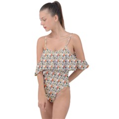 Abstract Pattern Drape Piece Swimsuit by designsbymallika