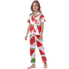 Watermelon Cuties White Kids  Satin Short Sleeve Pajamas Set by ConteMonfrey