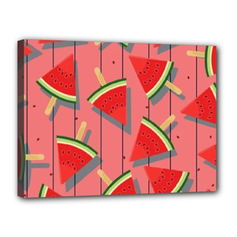 Red Watermelon Popsicle Canvas 16  X 12  (stretched) by ConteMonfrey