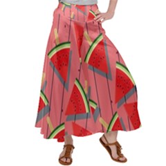 Red Watermelon Popsicle Satin Palazzo Pants by ConteMonfrey