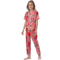 Red Watermelon Popsicle Kids  Satin Short Sleeve Pajamas Set by ConteMonfrey