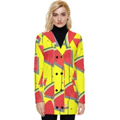 Yellow Watermelon Popsicle  Button Up Hooded Coat  by ConteMonfrey