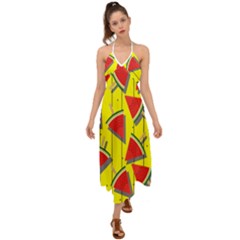 Yellow Watermelon Popsicle  Halter Tie Back Dress  by ConteMonfrey