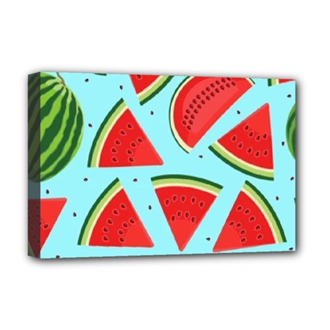 Blue Watermelon Deluxe Canvas 18  X 12  (stretched) by ConteMonfrey