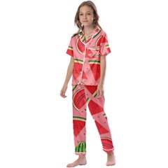 Red Watermelon  Kids  Satin Short Sleeve Pajamas Set by ConteMonfrey