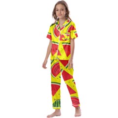 Yellow Watermelon   Kids  Satin Short Sleeve Pajamas Set by ConteMonfrey