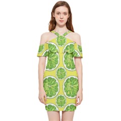 Lemon Cut Shoulder Frill Bodycon Summer Dress by ConteMonfrey