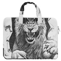 Drawing Angry Male Lion Roar Animal Macbook Pro 13  Double Pocket Laptop Bag