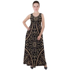 Zentangle-styled-ornament-pattern Empire Waist Velour Maxi Dress by Wegoenart