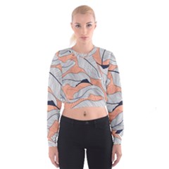 Floral-seamless-pattern-with-leaves-tropical-background Cropped Sweatshirt by Wegoenart