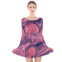 Abstract-colorful-painting-background-closeup Long Sleeve Velvet Skater Dress