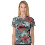 Seamless-floral-pattern-with-tropical-flowers V-Neck Sport Mesh Tee