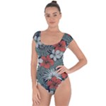 Seamless-floral-pattern-with-tropical-flowers Short Sleeve Leotard 