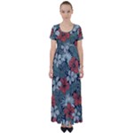 Seamless-floral-pattern-with-tropical-flowers High Waist Short Sleeve Maxi Dress