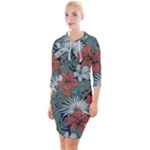 Seamless-floral-pattern-with-tropical-flowers Quarter Sleeve Hood Bodycon Dress