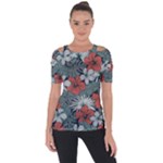 Seamless-floral-pattern-with-tropical-flowers Shoulder Cut Out Short Sleeve Top