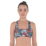 Seamless-floral-pattern-with-tropical-flowers Cross Back Sports Bra