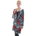 Seamless-floral-pattern-with-tropical-flowers Hooded Pocket Cardigan