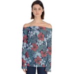 Seamless-floral-pattern-with-tropical-flowers Off Shoulder Long Sleeve Top