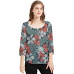 Seamless-floral-pattern-with-tropical-flowers Chiffon Quarter Sleeve Blouse