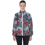 Seamless-floral-pattern-with-tropical-flowers Women s High Neck Windbreaker