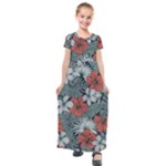 Seamless-floral-pattern-with-tropical-flowers Kids  Short Sleeve Maxi Dress