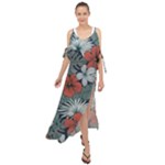 Seamless-floral-pattern-with-tropical-flowers Maxi Chiffon Cover Up Dress