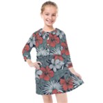 Seamless-floral-pattern-with-tropical-flowers Kids  Quarter Sleeve Shirt Dress