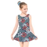 Seamless-floral-pattern-with-tropical-flowers Kids  Skater Dress Swimsuit