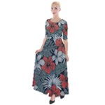 Seamless-floral-pattern-with-tropical-flowers Half Sleeves Maxi Dress