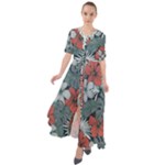 Seamless-floral-pattern-with-tropical-flowers Waist Tie Boho Maxi Dress