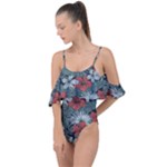 Seamless-floral-pattern-with-tropical-flowers Drape Piece Swimsuit