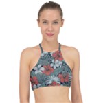 Seamless-floral-pattern-with-tropical-flowers Racer Front Bikini Top