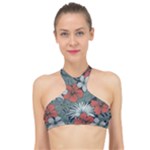 Seamless-floral-pattern-with-tropical-flowers High Neck Bikini Top
