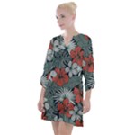 Seamless-floral-pattern-with-tropical-flowers Open Neck Shift Dress