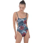 Seamless-floral-pattern-with-tropical-flowers Tie Strap One Piece Swimsuit