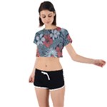 Seamless-floral-pattern-with-tropical-flowers Tie Back Short Sleeve Crop Tee