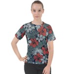 Seamless-floral-pattern-with-tropical-flowers Women s Sport Raglan Tee
