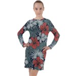 Seamless-floral-pattern-with-tropical-flowers Long Sleeve Hoodie Dress