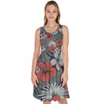 Seamless-floral-pattern-with-tropical-flowers Knee Length Skater Dress With Pockets