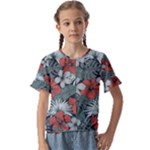 Seamless-floral-pattern-with-tropical-flowers Kids  Cuff Sleeve Scrunch Bottom Tee