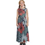 Seamless-floral-pattern-with-tropical-flowers Kids  Satin Sleeveless Maxi Dress