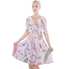 Boho Pattern Quarter Sleeve A-line Dress by designsbymallika