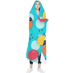 Pop Art Style Citrus Seamless Pattern Wearable Blanket by Wegoenart