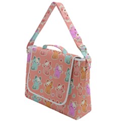 Cute Kawaii Kittens Seamless Pattern Box Up Messenger Bag