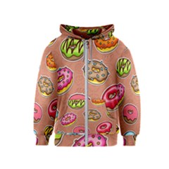 Doughnut Doodle Colorful Seamless Pattern Kids  Zipper Hoodie