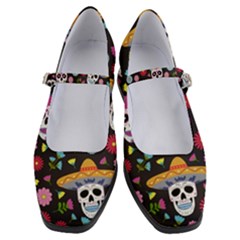 Day Dead Skull With Floral Ornament Flower Seamless Pattern Women s Mary Jane Shoes by Wegoenart
