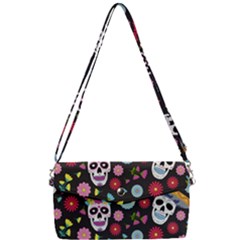 Day Dead Skull With Floral Ornament Flower Seamless Pattern Removable Strap Clutch Bag by Wegoenart