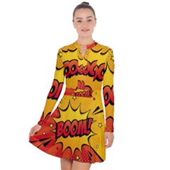 Explosion Boom Pop Art Style Long Sleeve Panel Dress by Wegoenart